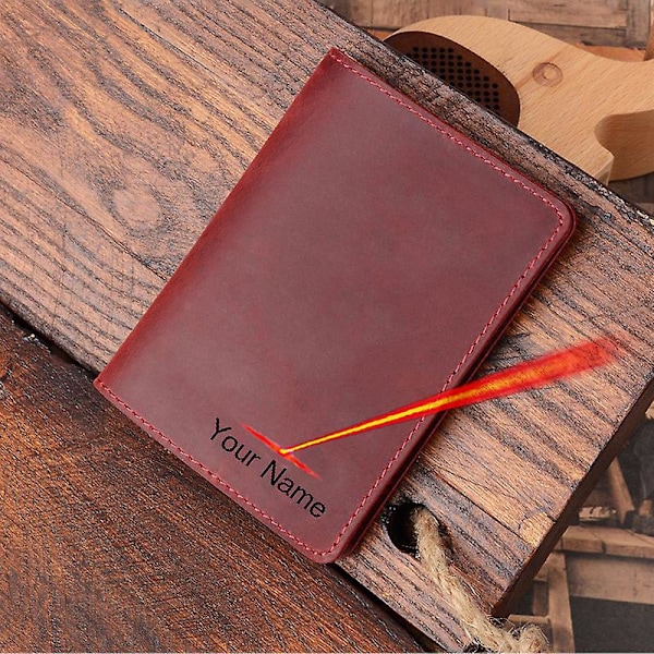 Tilpasset gravert ekte lærpassdeksel med navn, tomt, unisex, vanlig passholder (FMY) Red with Names