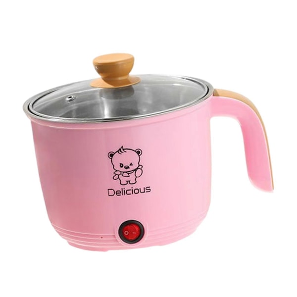 Elektrisk Gryta Hushåll 1.8L Nonstick Elektrisk Stekpanna för Soppa Fritera Pasta (FMY) pink Single layer