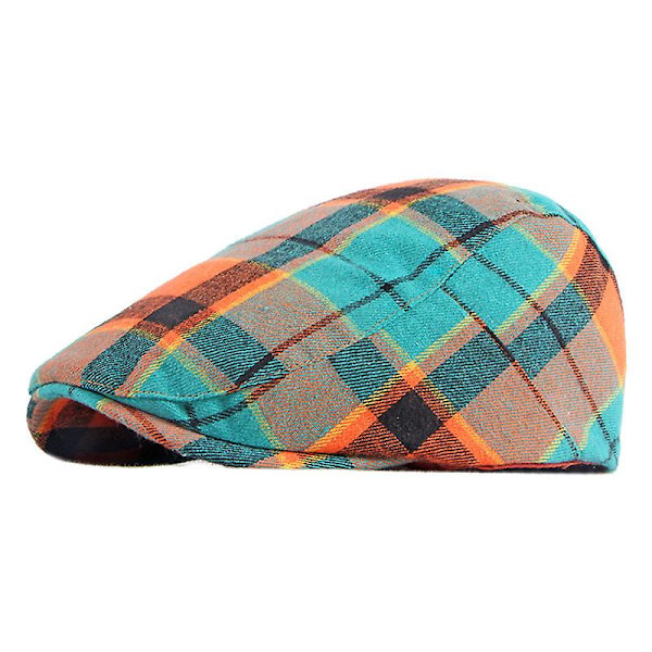 Herrar Check Gatsby Ivy Hat Golf Driving Sun Flat Cabbie Newsboy Caps (FMY) Checkered orange blue