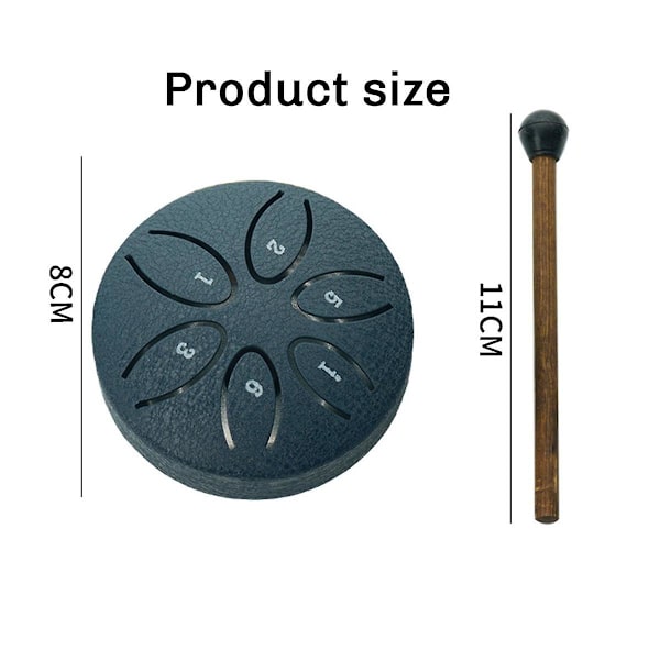 Sade rumpu ulkona, teräskielinen rumpu 6 nuottia 3 tuumaa Chakra Tank Drum teräs lyömäsoitin pehmustetut mailat tummansininen (FMY) Dark Blue
