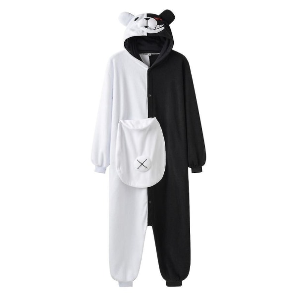 Monokuma Kigurumis Pyjama Adult Onesie Bear Jumpsuit Black White Animal Pyjama Women Halloween Party Suit Overall (FMY) L(height 165-173cm)