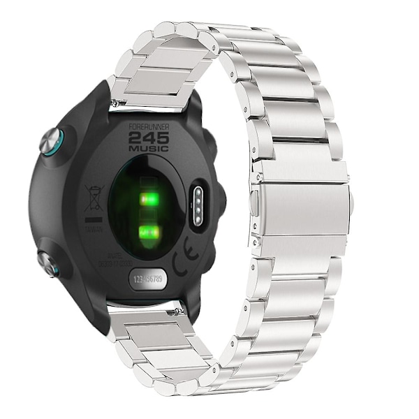 Tre-pärlor Vikbart Spänne Rostfritt Stål Armbandsur Rem för Garmin Forerunner 245 (FMY)