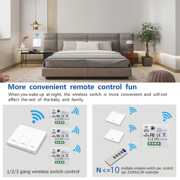 Wireless Light Switch, Safety Switch, Easy Installation Without Wiring  (FMY)