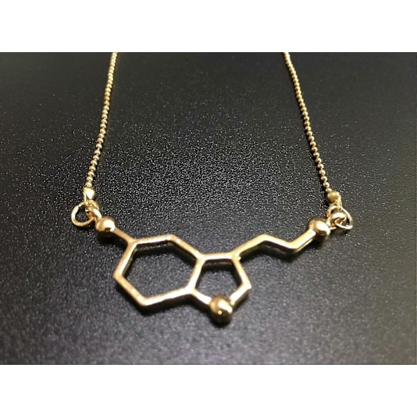 Silver Serotonin Molekyl Hänge Halsband, Organisk Kemi Smycken för Vetenskapsentusiaster, Present till en Vetenskapsstudent (FMY) 4