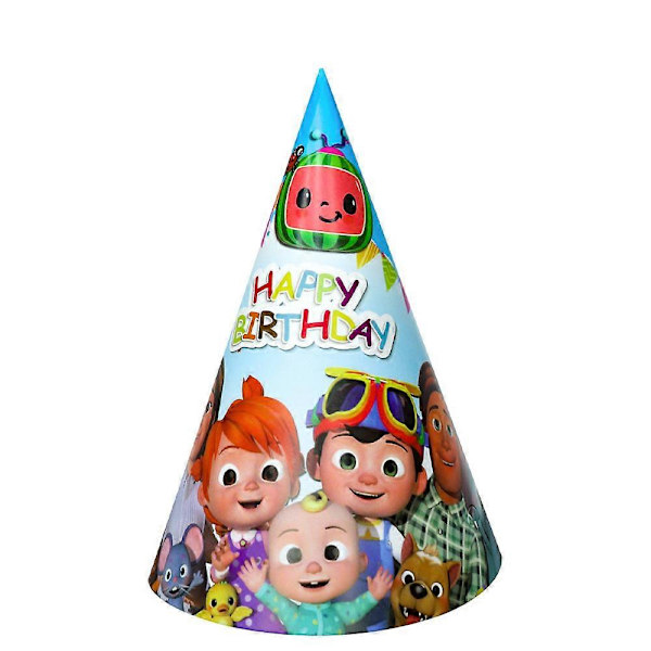 6 stk Cocomelon partyhatter festutstyr (FMY)