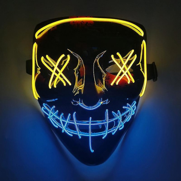 Lbq Led Horror Halloween Cosplay Neon Mask Med LED-ljus Lyser upp ansiktsmasker för barn (FMY) H05