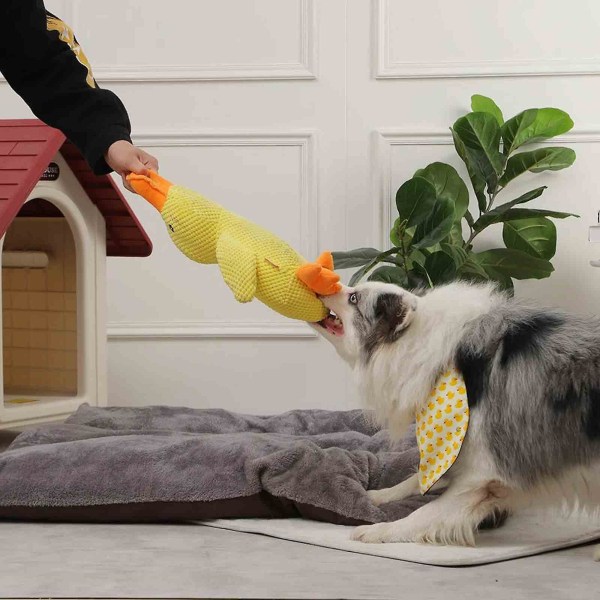 Interaktiv Quacking Duck Toy för hund med äkta Quack Sound, fylld Duck Dog Toy, 100 % ny (FMY) Yellow