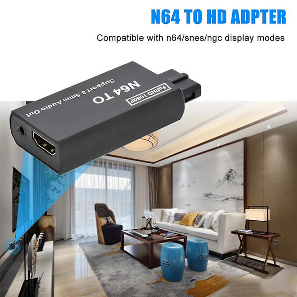 Spillkonsoll til HDMI-konverteradapterplugg for N64/SNES/NGC HDMI lydutgang Z2  (FMY) As shown