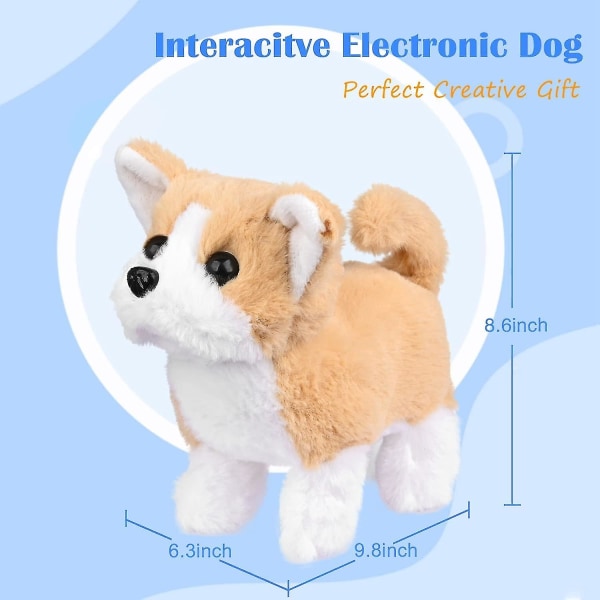 Plysjvalp Lekehund Elektronisk interaktiv hundegåing, bjeffing, logrende hale, strekk selskapsdyr for barn (FMY) Pastoral Dog