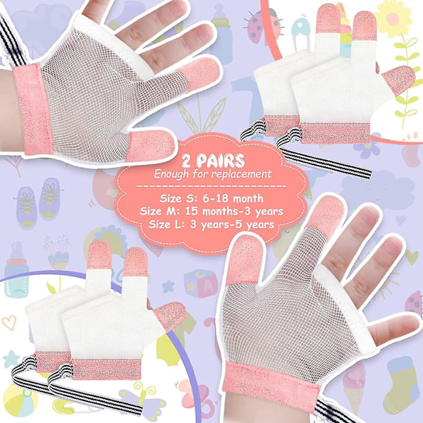 2 par stopp tumsuga finger guard andningsbar baby finger suga stopp kit stopp tumsuga vantar-perfekt  (FMY) Pink M