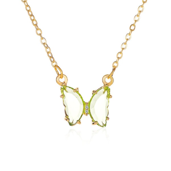 Butterfly Jewelry -kaulakoru naisille tytöille päällystetty hieno ohut ketju söpö, hurmaava kristalliriipus kaulakoru (FMY)