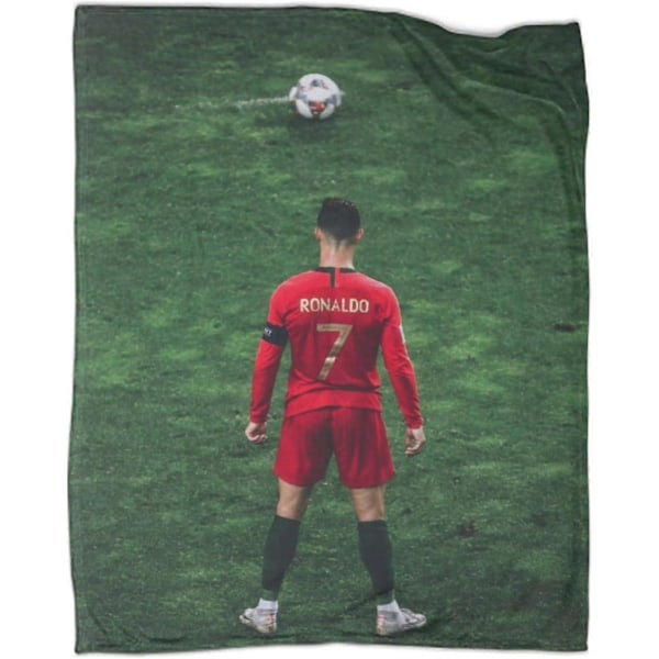 Ronaldo Fleecefilt - Plyschfilt för Barn, Tonåringar och Vuxna - Fotboll Anti-Pilling Filt för Säng, Soffa, Kontor, Spjälsäng - Jul, Födelsedag (FMY) 50x40in 125x100cm