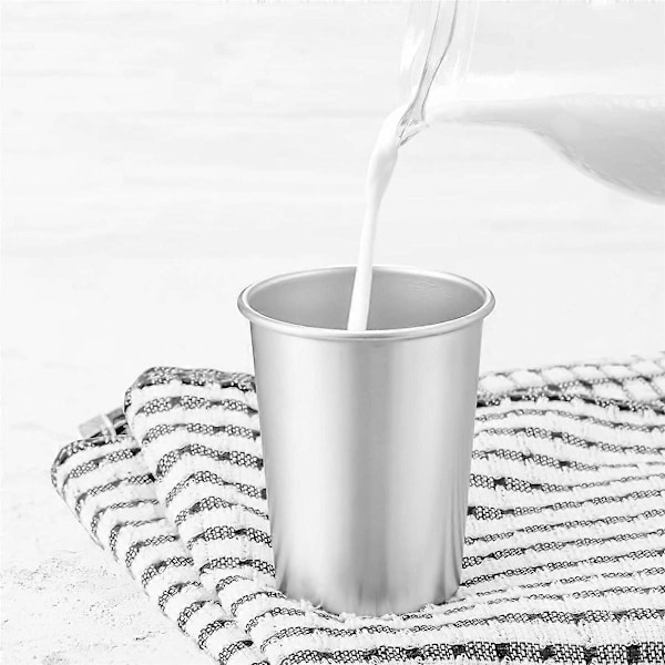 6 st Ölkoppar i rostfritt stål Kallvatten Dryckeskopp Hushåll Kontor Användning Gurgelkopp Öl Vinkopp 3 (FMY) silver