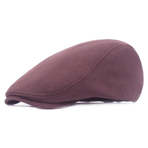 1 st bomullsmössor herr dam hatt mjuk casual basker enfärgad unisex retro hatt  (FMY) Coffee one size