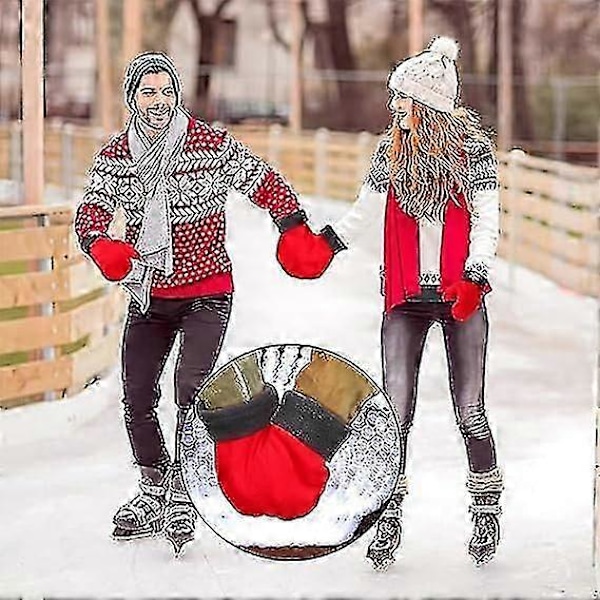 Hånd i Hånd Vante Par Elskere Handsker Vinter Varme Handsker Jule Valentinsdag Gaver til Par Vanter Vinter Varme Handsker (FMY) Red
