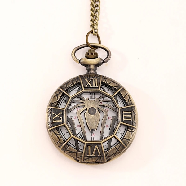 Fashion Ny Vintage Relief Carved Och Urholkad Romersk Flip Style Fickur På Kedja Hänge Klocka Kedja Herr Dam(FMY) Bronze