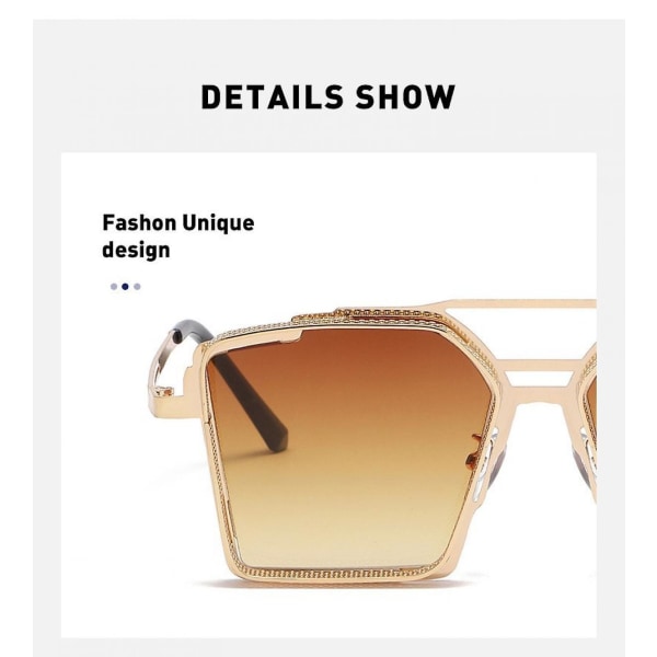 Firkantede overdimensjonerte solbriller for kvinner Menn Flat Top Fashion Shades (FMY)