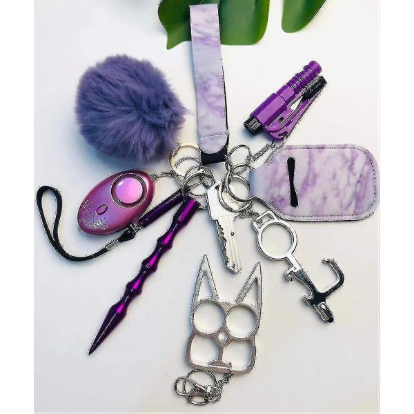1 Koko set Set Naisten Turvallisuus Henkilökohtainen hälytys Kannettava avainrengas (violetti) (FMY)