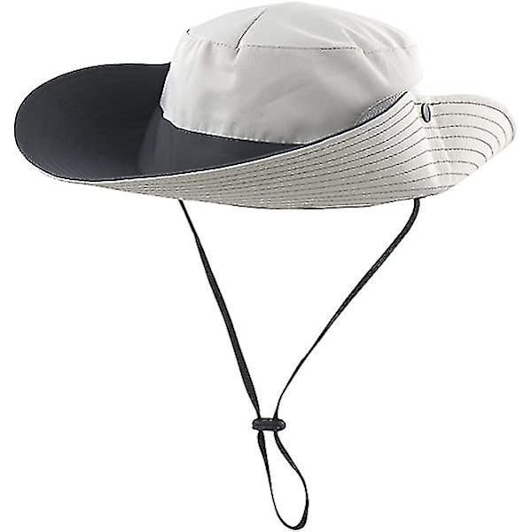 Dam sommar solhatt bred brätte utomhus UV-skydd hatt hopfällbar hästsvans hink keps för strand fiske vandring  (FMY) Beige