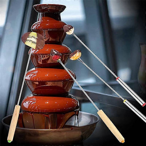 24 kpl Ruostumattomasta Teräksestä Valmistettuja Fondue-haarukoita, 12 Puukahvaa Ja 12 Ruostumattomasta Teräksestä Valmistettua Kahvaa, Lämpökestäviä (FMY) Silver