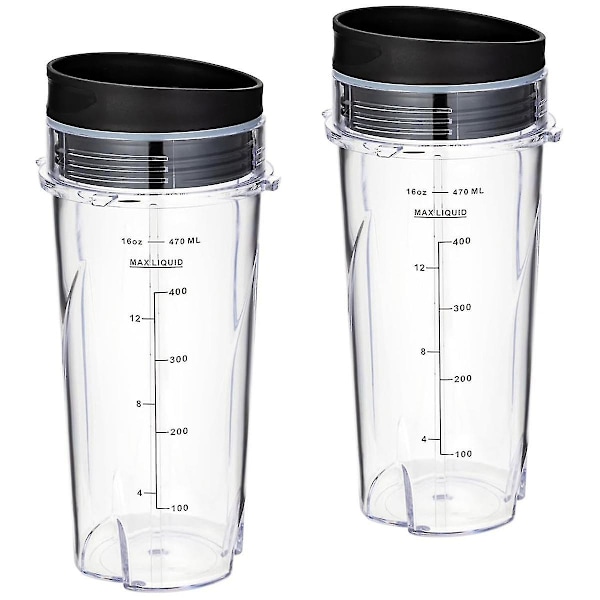 16oz udskiftningskopper til Ninja Qb3001ss Fit Compact Personal Blender, med låg - 2 pak -dwdz  (FMY) Transparent  Black