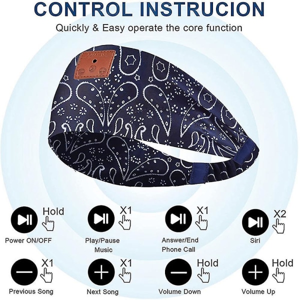 Sömnhörlurar Bluetooth Trådlöst Musik Pannband Sport Running Headset Inbyggd mikrofon (FMY)