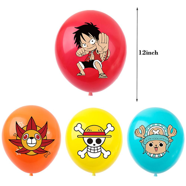 One Piece Anime-tema Barn Vuxen Födelsedagsfest Tillbehör Ballonger Banner Cake Toppers Set (FMY)