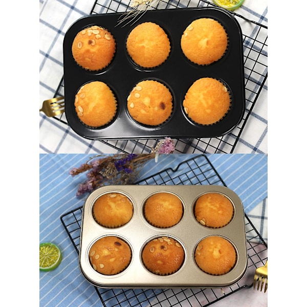 Jättimuffinipelti, hiiliterästä tarttumattomalla pinnoitteella, Cupcake-vuoat (FMY)