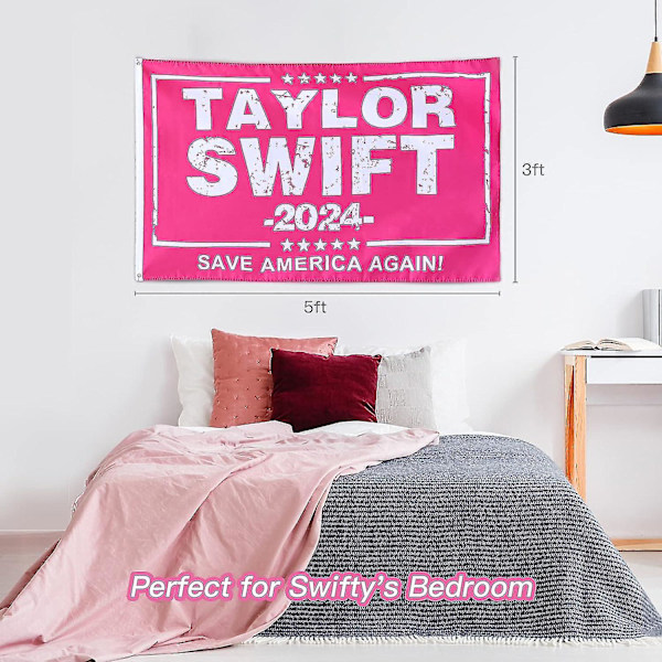 150x90cm Taylor Swift Banner, Taylor 2024 Flag Musikerflaggor för Rum College Sovsal Sovrum (FMY) pink