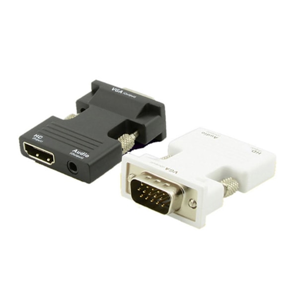 HDMI-kompatibel til VGA-konverter med 3,5 mm lydkabel for PC-bærbar PC-TV (FMY) White without line