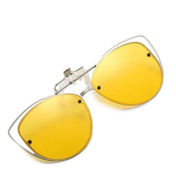 Polariserte kjøresolbriller med klips-på-klipning for kvinner med funksjonsegnet, vintage Cat Eye utendørssolbriller for nattsyn for kvinner (FMY)