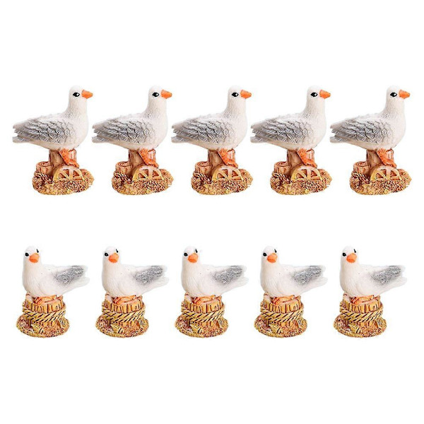 10 st Resin Måsfågel Figuriner Måsfågel Staty Hemarbetsbord Prydnad Trädgård Måsfågel Staty (FMY) 2.80X2.20X2.00CM