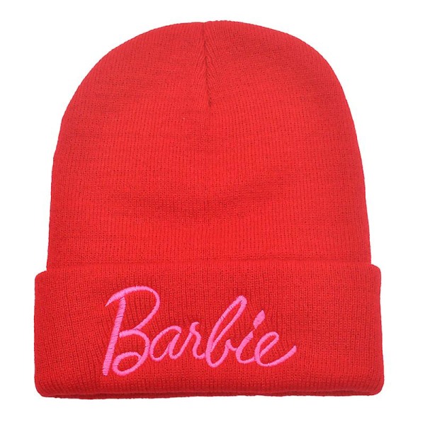 Ny Barbie Broderad Stickad Mössa För Kvinnor Vinter Varma Mössor Fritidsmössor  (FMY) Red