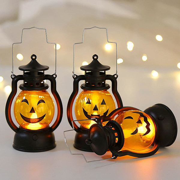 Halloween Pumpa Lykta Pumpa Lykta Dekorativa LED-lampor Ornament för Halloweenfest 3st (FMY)