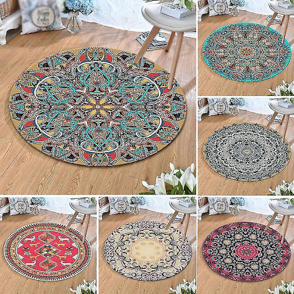 80x80cm Rund Mandala Matta Golvmatta Kudde Sovrum Vardagsrumsdekor Jikaix  (FMY)