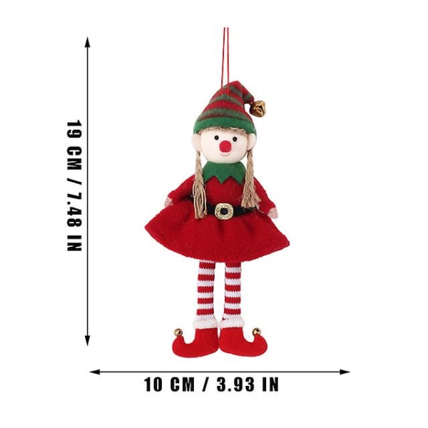 Juletøjsvedhæng Plysdukke Udstoppede dyr Legetøj Klovn Elf Pige Dreng Hjemmeudsmykning Hængende nøgleringe Julegaver (FMY) Red
