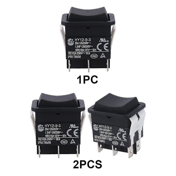 HY12-9-3 Liten Industriell Av/På Sikker Buespenningsbryter Enpolet Vippebryter Trykknapp (FMY) 2PCS