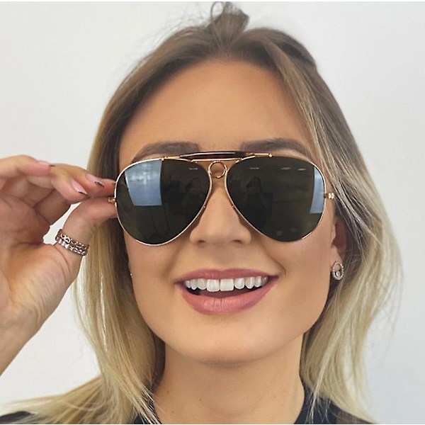 JackJad Nya Mode 3138 SHOOTER Stil Vintage Flygsolglas Metall Cirkel Design Solglasögon Oculos De Sol Med Huva (FMY) C5 Black G15 UV400