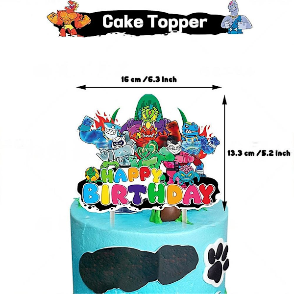 Goo Jit Zu Heroes -teemaisen syntymäpäiväjuhlatarvikkeet, sisältää bannerin, kakun ja cupcake-koristeet, ilmapalloja ja koristeita (FMY)