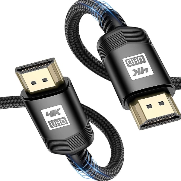 4K HDMI-kabel 15 fot, HDMI 2.0-kabel höghastighets 18 Gbps guldpläterad nylonflätad HDMI-kabel