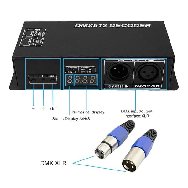 Dmx Led Controller Led Dmx 512 Dekoder Dimmer Driver Dc12v-24v Til Led Rgb Bånd Eller Lys (3 Kanaler (FMY) As Shown