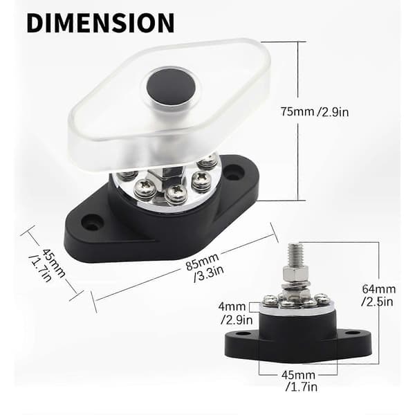 300A Stud Terminal Fordelings Stud Junction Post 8 Terminalblok med Transparent Cover Stud 3/8inch(M10) (FMY) Solid Normal