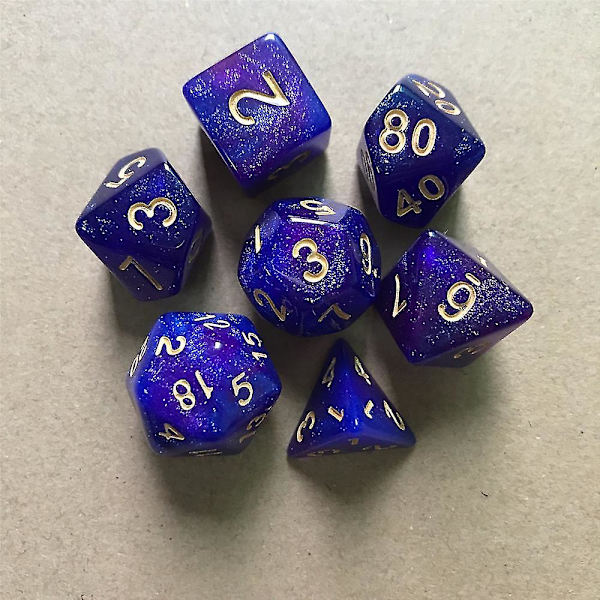 7 kpl / sarja Dnd Dice Set Polyhedral D&d Dice Inclusion Roolipeli Dice Dungeons And Dragons Lahja  (FMY) Purple Blue