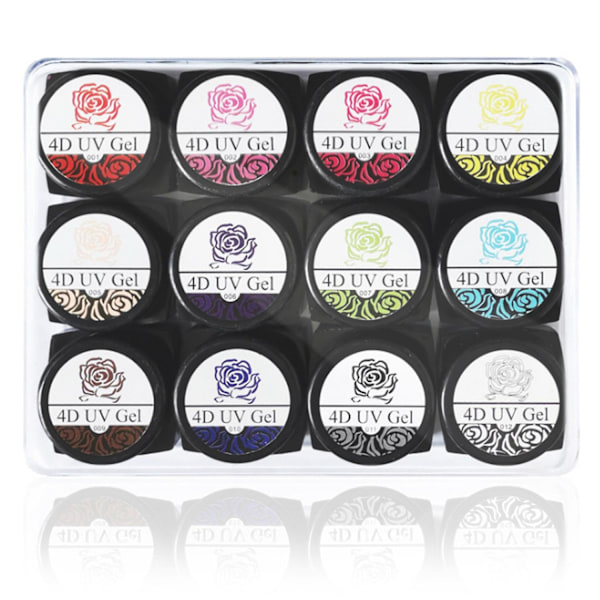 12 Färger 4D Skulptur Gel Carving Gel Nagellack Ritningsmönster DIY Blommor Design Dekoration Na (FMY)