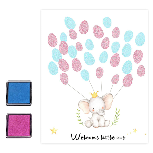 Kønsafsløring Fingeraftrykstræ til Babyshower, Bjørn Babyshower Kønsafsløringsspil (FMY)