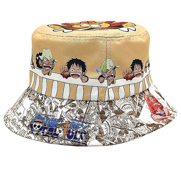 Anime One Piece Trykk Mote Fiskerhatt Voksen Utendørs Menn Og Kvinner Solhatt (FMY) Khaki
