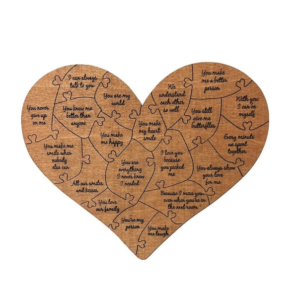 32 stk. Grunde til at elske dig Træhjertepuslespil, jubilæumskærlighedspuslespil gaver til kone, mand, kæreste, kæreste (FMY) as shown