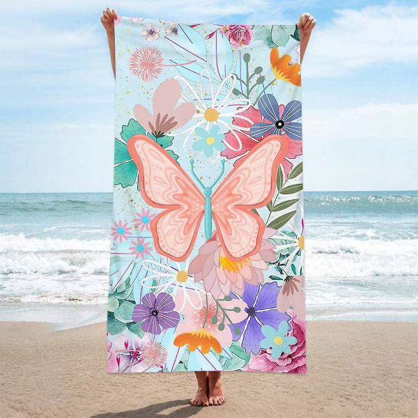 Butterfly-rantapyyhe tytöille, 63"31" allaspyyhe Superpehmeä perhospyyhe, ihanteellinen lahja naisille, äidille, parhaan ystävän tyttöystävälle (FMY)