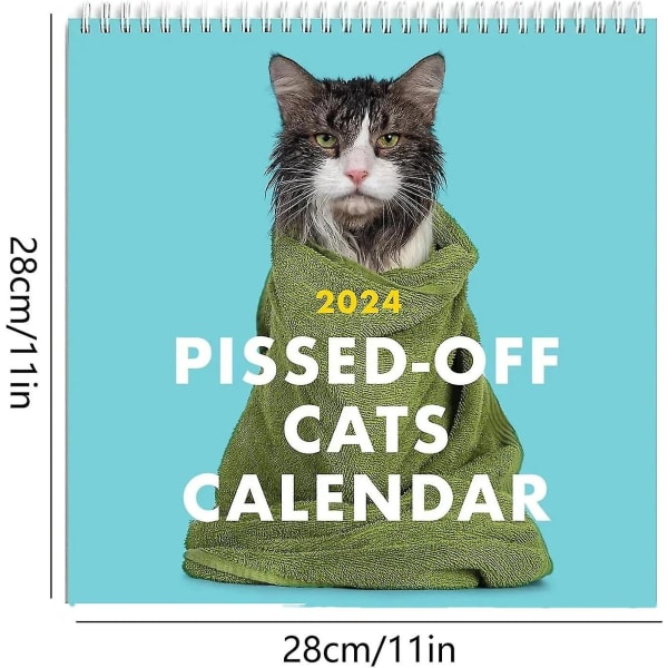 2024 Pissed-off Cats Kalender, Morsom Katt Veggkalender, 12 Måneder Kattkalender, Morsom Frekk Julegave Til Katt Elskere  (FMY) 2Pcs