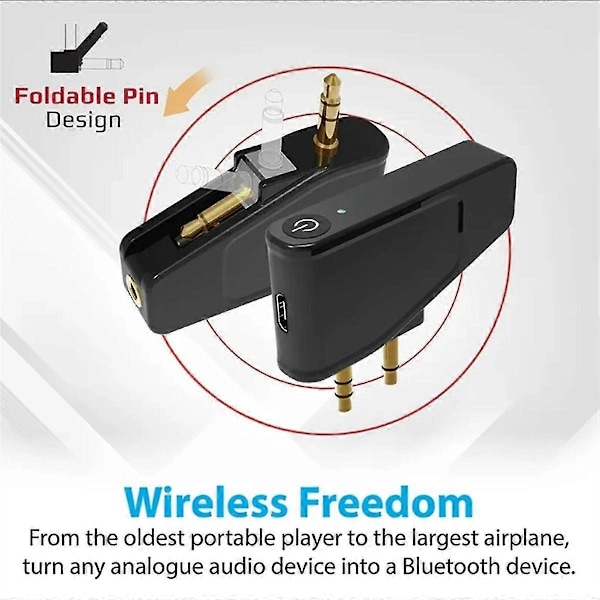 Bluetooth 5.3 Flygplansadapter A2DP-sändare kompatibel med Aonic 40 50 Trådlös (FMY) Black